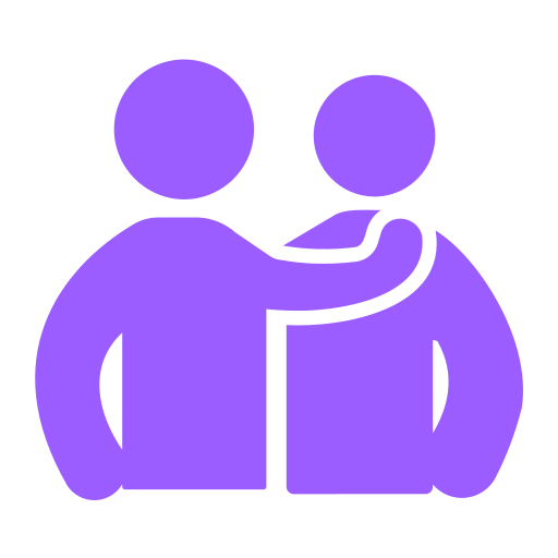 Ikonki dwóch ludzi obejmujących się. Symbolizują dobrych przyjaciół i wzajemne wsparcie.